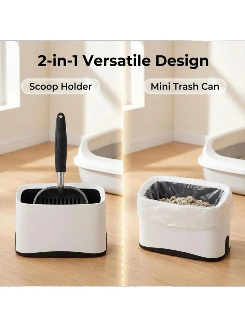 5-in-1 Heavy-Duty Cat Litter Scoop Set with Holder, Bags, Broom & Dustpan